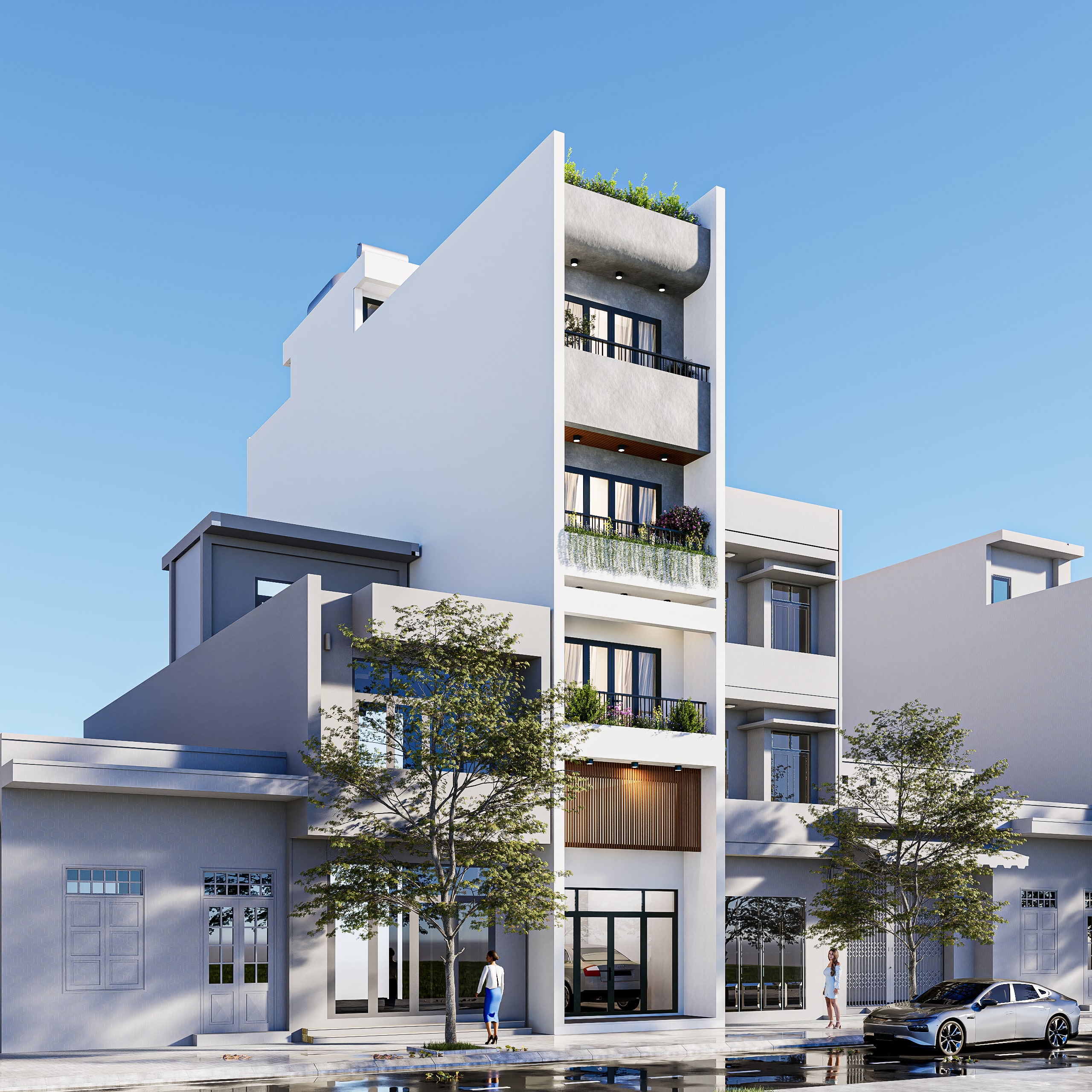 MẪU THIẾT KẾ NHÀ PHỐ HIỆN ĐẠI CÓ GARA ĐƯỢC YÊU THÍCH NHẤT TRONG NĂM 2024