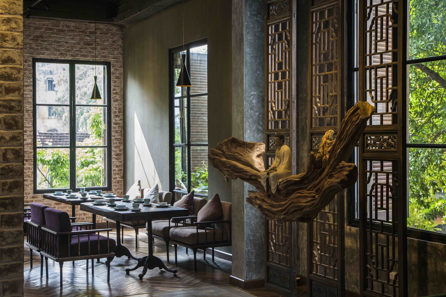 Ý tưởng thiết kế nhà hàng chay sân vườn và phong cách thiền xu hướng 2025