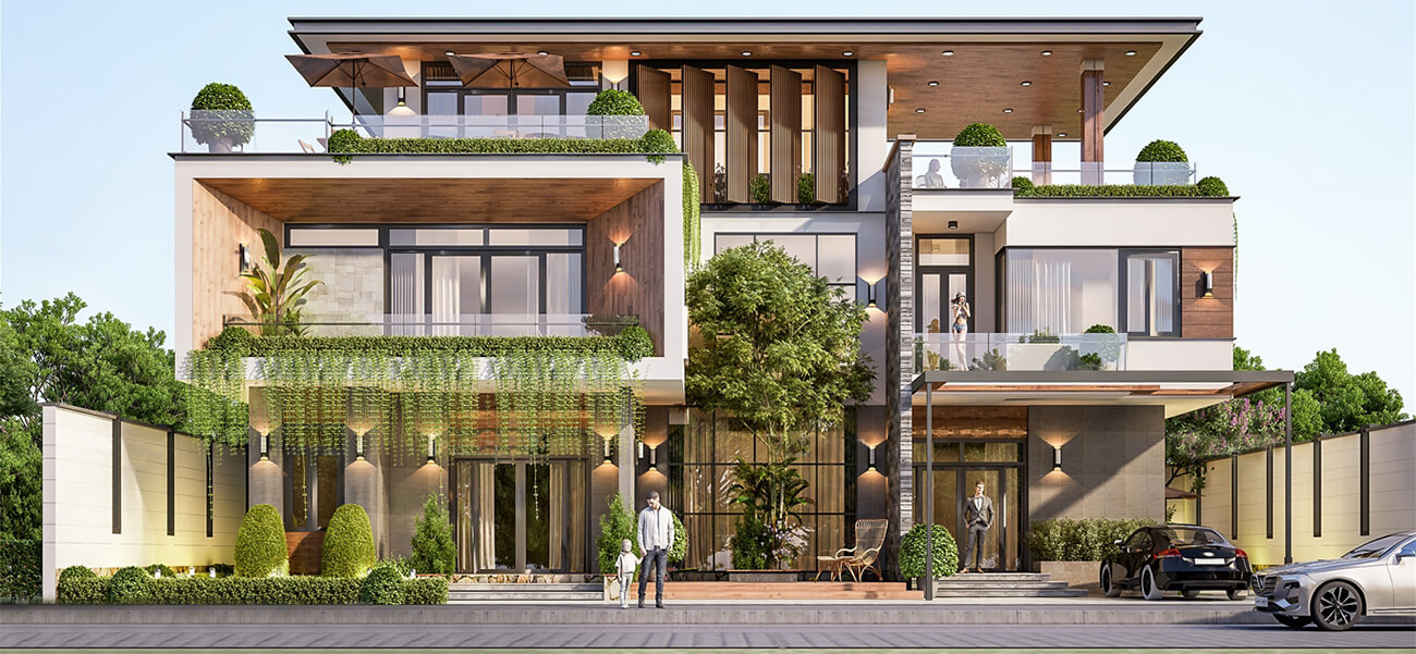 Biệt thự hiện đại 3 tầng thiết kế mái bằng đẳng cấp tại Hà Tĩnh