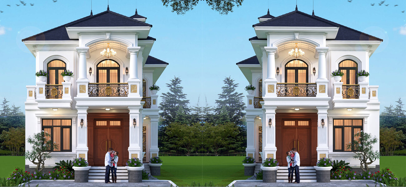 Biệt thự tân cổ điển 2 tầng đẹp nhẹ nhàng, thanh lịch tại Bình Dương