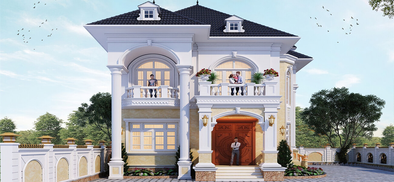 Biệt thự tân cổ điển 2 tầng phong cách Pháp đẹp tại Hải Dương