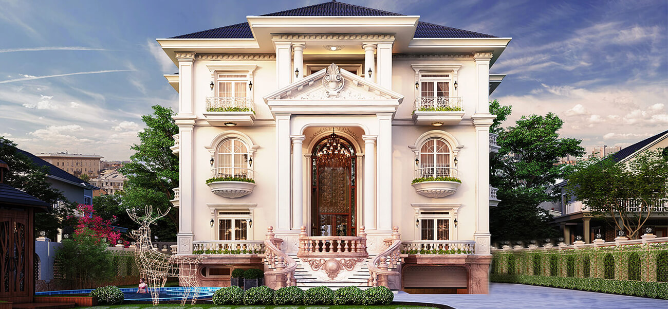 Biệt thự tân cổ điển 3 tầng thiết kế bể bơi sang trọng tại Ninh Bình