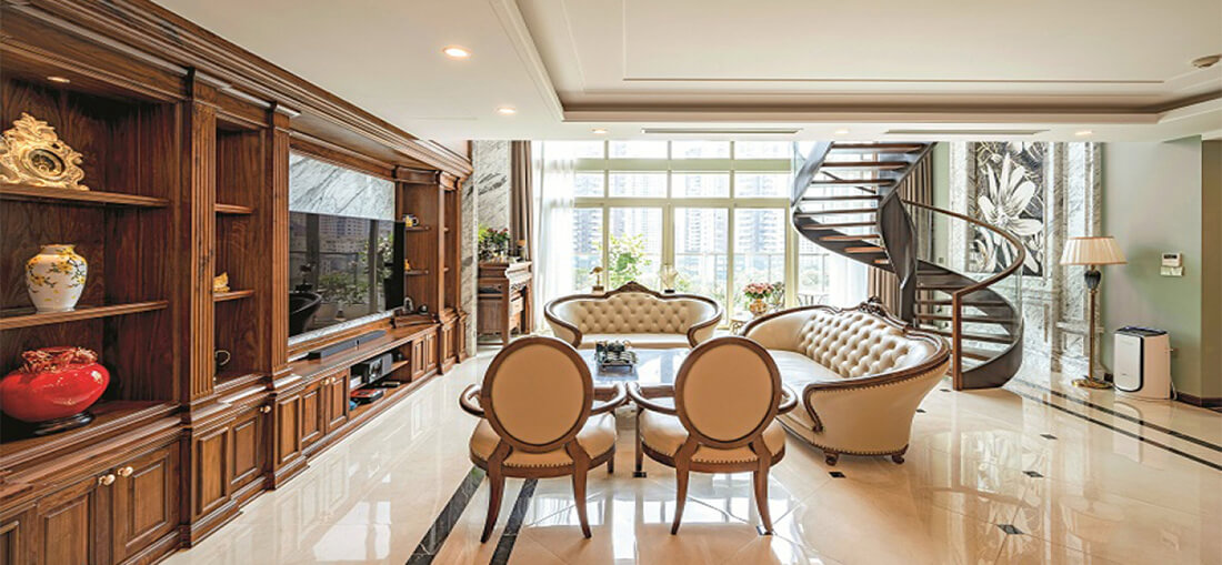 Căn hộ duplex đẹp sang trọng với phong cách nội thất tân cổ điển