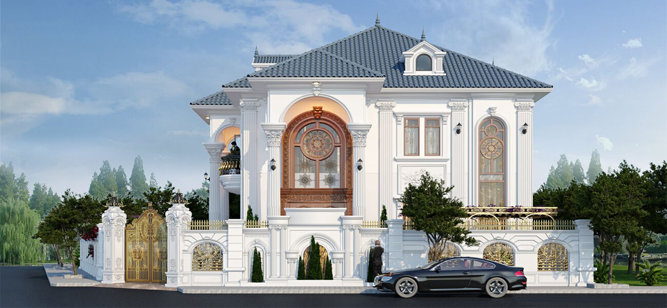 Choáng ngợp với mẫu biệt thự tân cổ điển mái nhật tại Nam Định