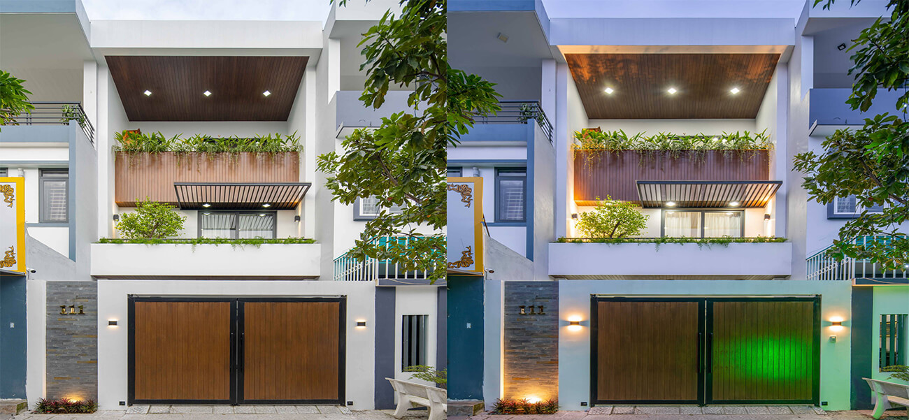 Mặt tiền nhà phố 5m đẹp với thiết kế hợp lý của gia chủ thuộc mệnh Thủy