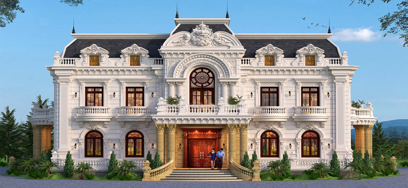 Mẫu biệt thự cổ điển 2 tầng đẹp phong cách Pháp tại Thanh Hóa