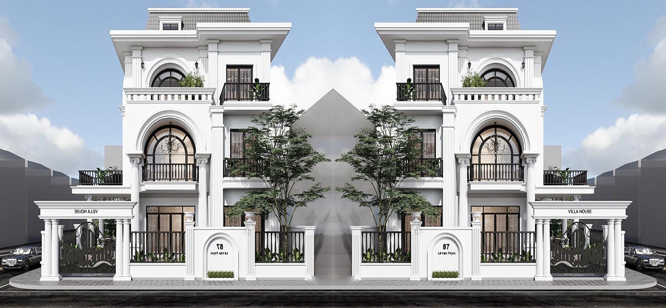 Mẫu nhà tân cổ điển đẹp với 2 mặt tiền nổi bật giữa giao lộ tại Bình Dương