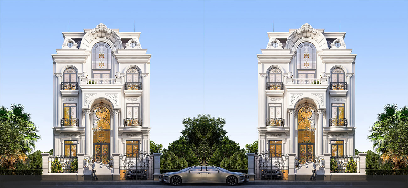 Mẫu thiết kế biệt thự tân cổ điển 3 tầng 1 tum sang trọng tại Vũng Tàu