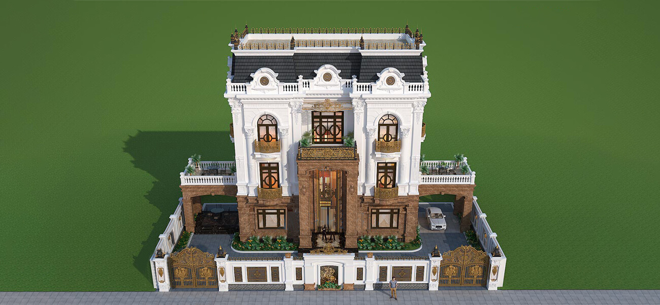 Top những mẫu biệt thự cổ điển lâu đài 4 tầng nguy nga tráng lệ